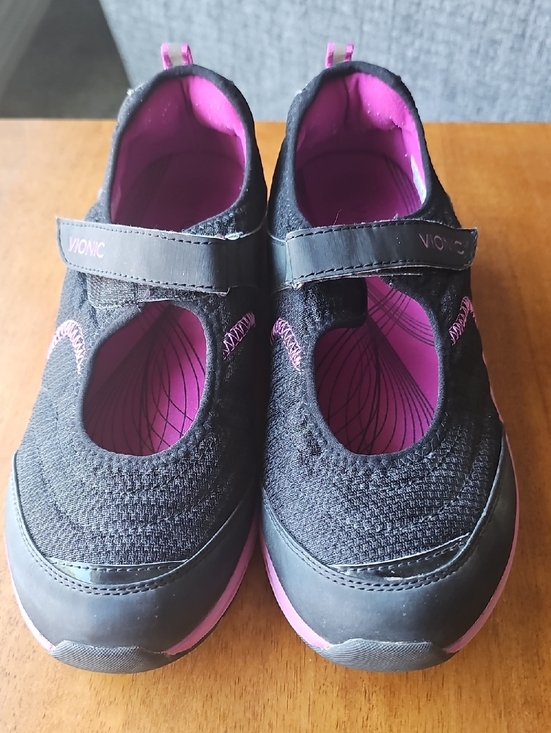 Vionic Shoes - Vionic Black Mary Jane Sneakers with Pink Lining